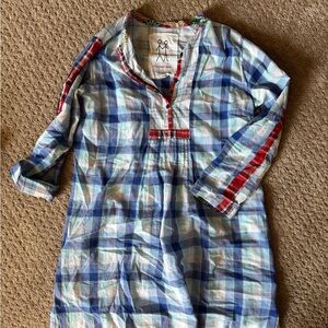 JOHNNY WAS Blue Plaid Tunic Dress